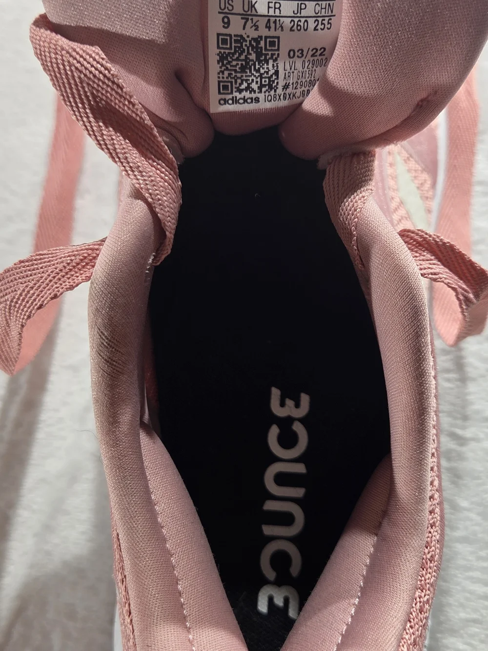 Adidas Bounce Pink/White Athletic Sneakers Breathable Mesh Lace Up sz US 9 -0102
